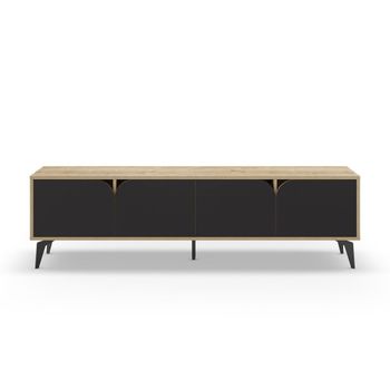 Mueble de tv con patas de metal l180 cm - efecto madera clara