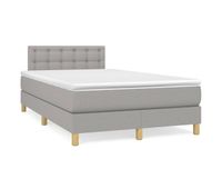cama box spring con colchon tela gris claro 120x200 cm botones