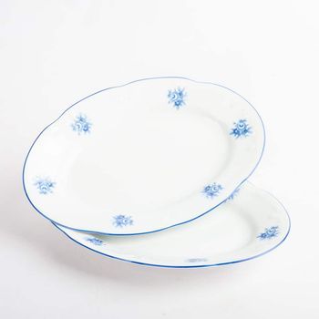 Juego De Bandejas De Porcelana Blanca (2 Piezas) Lubeck Blue