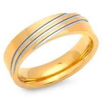 anillo de acero inoxidable chapado en oro 6mm