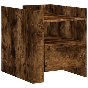 Mesita De Noche | Mesilla De Noche Madera De Ingeniería Roble Ahumado 45x50x50 Cm