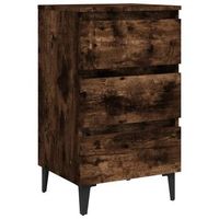 mesita de noche  mesa auxiliar  mesilla con patas de metal roble ahumado 40x35x69 cm