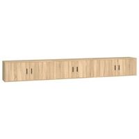 muebles para tv de pared 3 uds roble sonoma 100x345x40 cm vidaxl