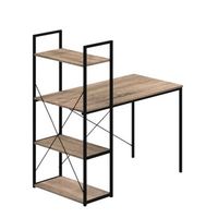 mesa escritorio con estanteria 3 estantes acero estilo industrial color negro y roble claro 113 cm