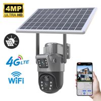 camara solar inalambrica wifi de 4mp con doble lente y doble pantalla camara ip 4g para exteriores con panel solar audio y sensor pir para vigilancia de seguridad