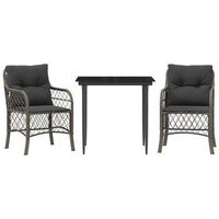 sillas y mesita de jardin con cojines 3 uds  conjunto mueble jardin ratan pe gris