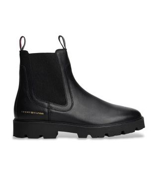Tommy Hilfiger para mujer. FW0FW08775 Botines de Piel Chelsea negro (36), Plano, Ninguno, Casual