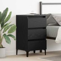 armario de noche - mueble para dormitorio - madera de ingenieria - roble negro 40x35x69cm