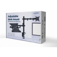 gembird - soporte de escritorio para monitor ma-da-03 con brazo ajustable y bandeja para portatil compatible con vesa 100 hasta 9 kg por pantalla negro para uso diario