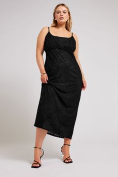 Yours London Vestido Largo Negro De Tirantes Patrón Cebra, Mujer Curvy Y Tallas Grandes, Yours London