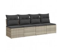 vidaxl sofa de jardin con cojines 4 plazas ratan sintetico gris claro