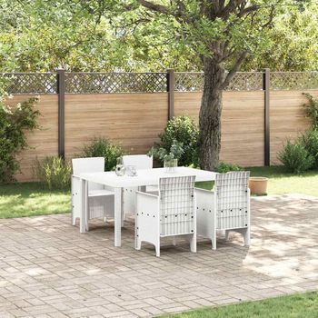 Conjunto De Comedor De Jardín 5 Uds. Blanco Ratan Polt Vidaxl
