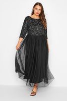luxe vestido largo negro cuerpo lentejuelas mujer curvy y tallas grandes luxe ultimate embellishment