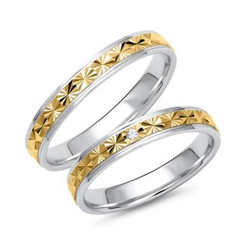Alianzas de oro blanco y amarillo con diamante