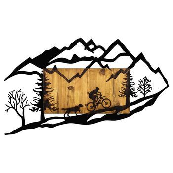 Decoración Pared De Madera Paseos En Bicicleta Por La Naturaleza 1 Nogal Negro 110x3x65 Cm