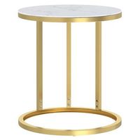 mesa auxiliar vidrio templado dorado y marmol blanco 45 cm vidaxl