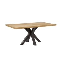 mesa comedor 200cm chapa roble patas metalicas negras