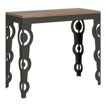 Consola Extensible 90x40/300 Cm Karamay Evolution Roble Natural Estructura Antracita