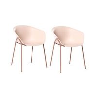 conjunto de 2 sillas de jardin asiento de plastico patas de metal marrones aptas para todo tipo de clima modernas beige meteora