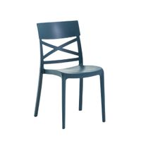 conjunto de 6 sillas de resina para interior o exterior azul petroleo