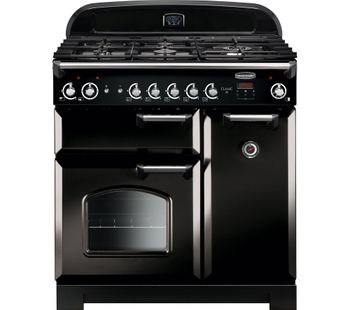 Rangemaster Classic 90 Dual Fuel Range Cooker - Black & Chrome, Black