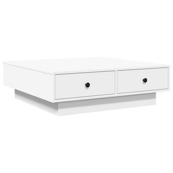 Mesa De Café | Mesa De Centro Madera Contrachapada Blanco 90x90x28 Cm