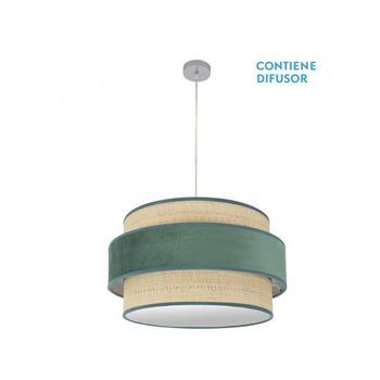 Colgante Reyes 3xe27 Cromo/natural-verde Regx60x60 Cm