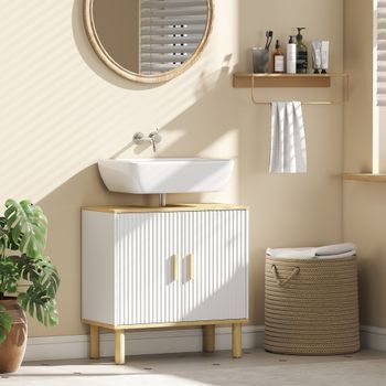 Mueble Bajo Lavabo De Melamina Homcom 60x30x61cm-blanco