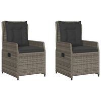 pack 2 uds sillones reclinables de jardin  silla de jardin  silla de exterior ratan sintetico gris