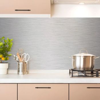 Frente de cocina en aluminio - 240 x 50 cm - plateado
