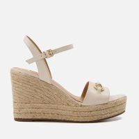 dune london kai gold-tone leather wedged sandals - uk 8