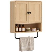 armario de bano de pared con dos puertas acabado roble homcom 60 x 20 x 60 cm  roble