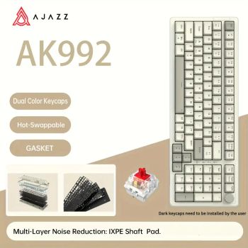 AJAZZ AK992 Teclado mecánico retro para juegos con cable y interruptores rojos Teclas de doble disparo Gasters intercambiables en caliente