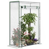 outsunny invernadero con puerta enrollable y estructura de acero invernadero de jardin terraza patio 100x50x150 cm transparente   aosom espana