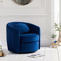 sarah blue velvet swivel chair