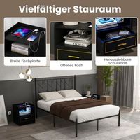 mesita de noche con luz led puerto usb y estacion de carga tipo c mesita de noche con sensor de movimiento color negro