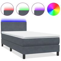 cama box spring con colchon y led terciopelo gris oscuro 80x210 cm vidaxl