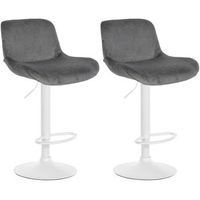 lote de 2 taburetes de bar solon blanco terciopelo gris oscuro 50x50x85 cm clp