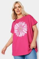 yours camiseta fucsia de flor con tachas mujer curvy y tallas grandes yours