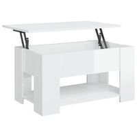mesa de cafe - mesa de centro madera de ingenieria blanco brillo 79x49x41 cm