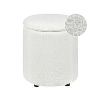 puf blanco crema de piel sintetica 40 x 38 cm con almacenamiento glamour maryland