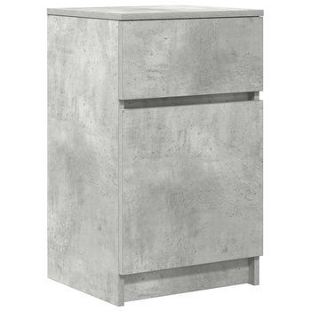 Mesilla De Noche | Mesita De Noche Gris Hormigón 39x35x65 Cm Madera De Ingeniería