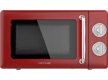 Microondas con grill - Cecotec ProClean 3110 Retro, 700 W, 6 niveles, Luz interior, 20 l, Rojo