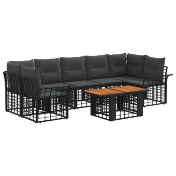 Conjunto De Sofás De Jardín 8 Uds. Negro Y Gris Oscuro Vidaxl