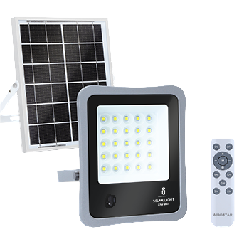 Aigostar - Foco proyector LED solar con mando a distancia, 30W, 6500W luz blanca. Resistente al agua IP65. Perfectos para exterior jardín, patios, caminos o garajes