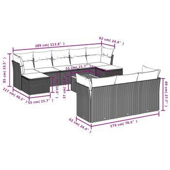 Conjunto De Mobiliario De Patio Para Relajarse (con Cojines, Juego De 11 Piezas)