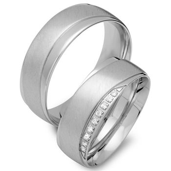 Alianzas 8 quilates oro blanco 9 diamantes