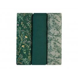 Juego de pañales de muselina 3 uds 100x100 cm Secret Garden Green