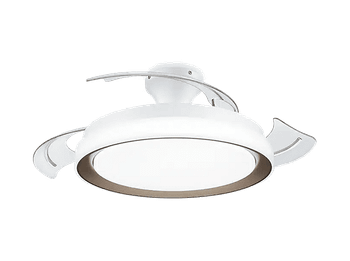 Ventilador de techo con luz - Philips Bliss (2026), 28W, 6 Velocidades, Aspas retráctiles, 106cm, 4500 lúm regulables, Mando a distancia,Blanco/Dorado