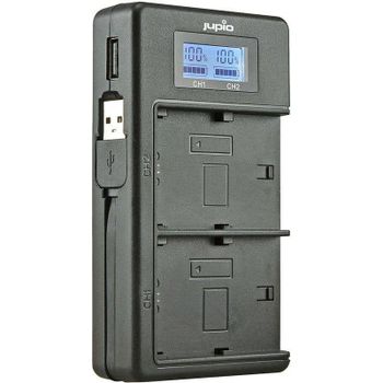 Cargador doble Jupio Duo LCD para Sony NP-FH50/70/100 y NP-FV50/70/100 PowerBank